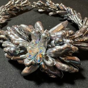 Keshi Peacock Freshwater Pearl Chunky Statement Necklace